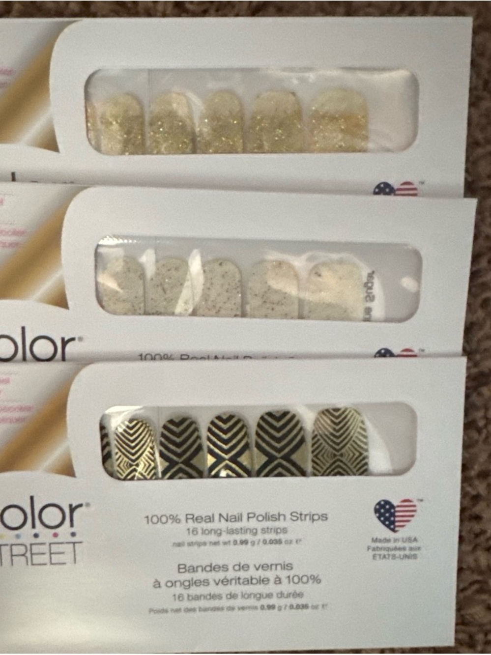 Color Street Gold Metallic and Glitter Nail Strips